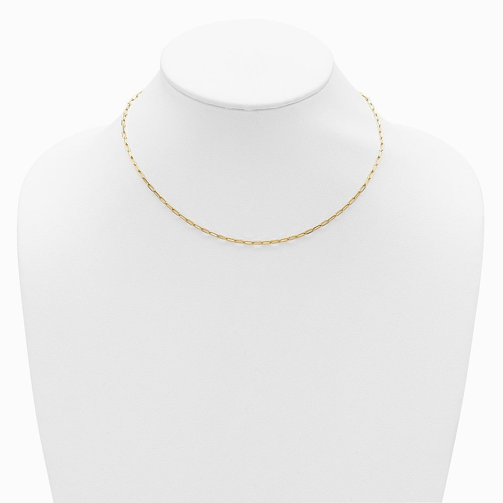 Sterling Silver Gold-plt 2.3mm Paperclip 1in+1in Adjustable Chain - Product Photo
