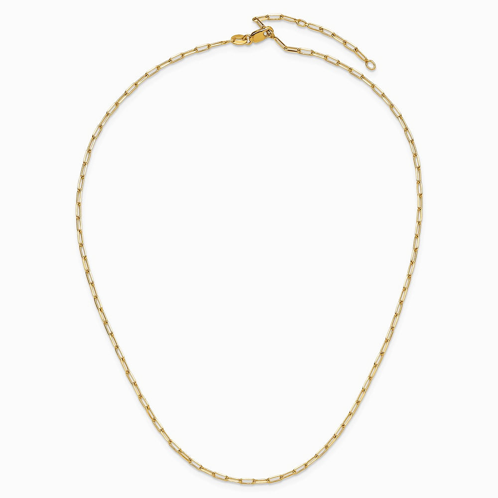 Sterling Silver Gold-plt 2.3mm Paperclip 1in+1in Adjustable Chain - Product Photo