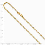 Sterling Silver Gold-plt 2.3mm Paperclip 1in+1in Adjustable Chain - Product Photo