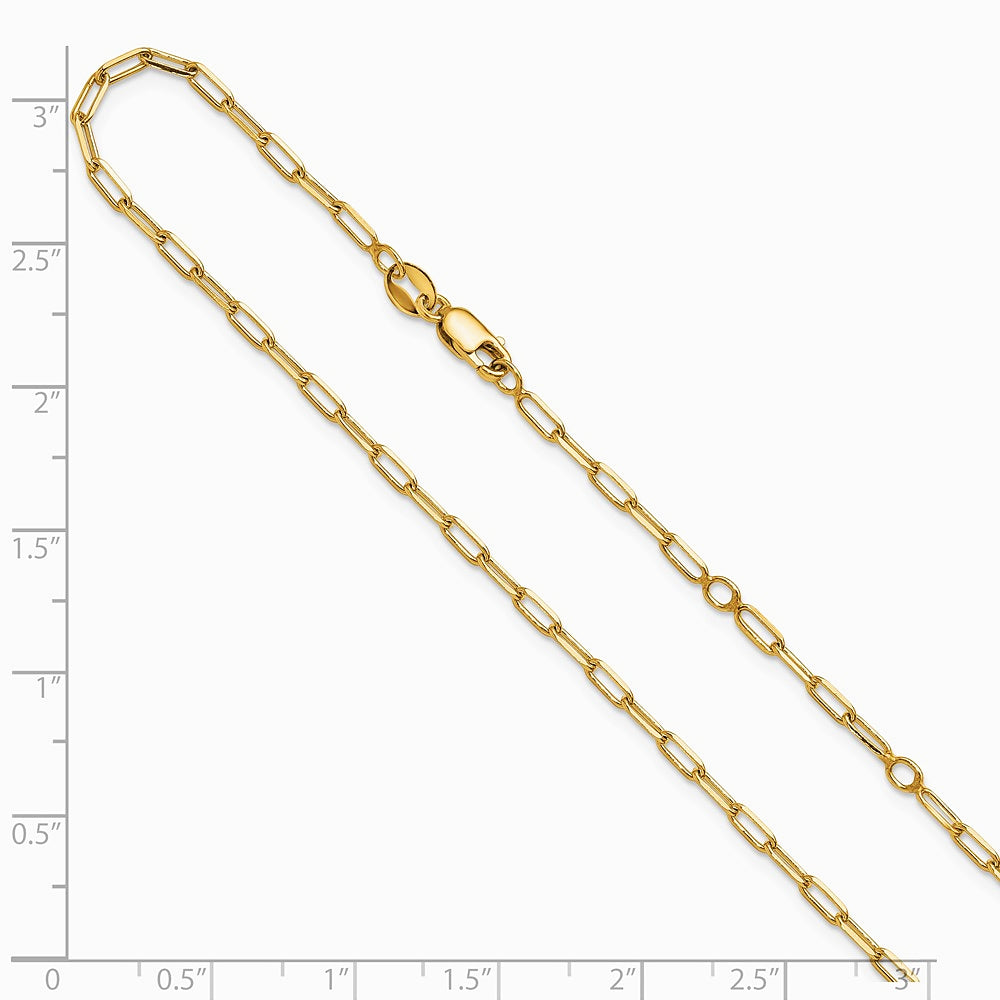 Sterling Silver Gold-plt 2.3mm Paperclip 1in+1in Adjustable Chain - Product Photo