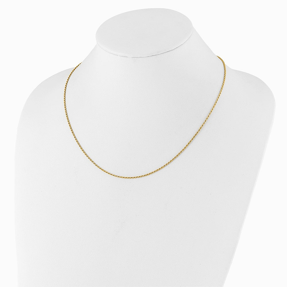 Sterling Silver Gold-plated Adjustable 1.4mm D/C Rope Chain Necklace 22"-30" - Product Photo