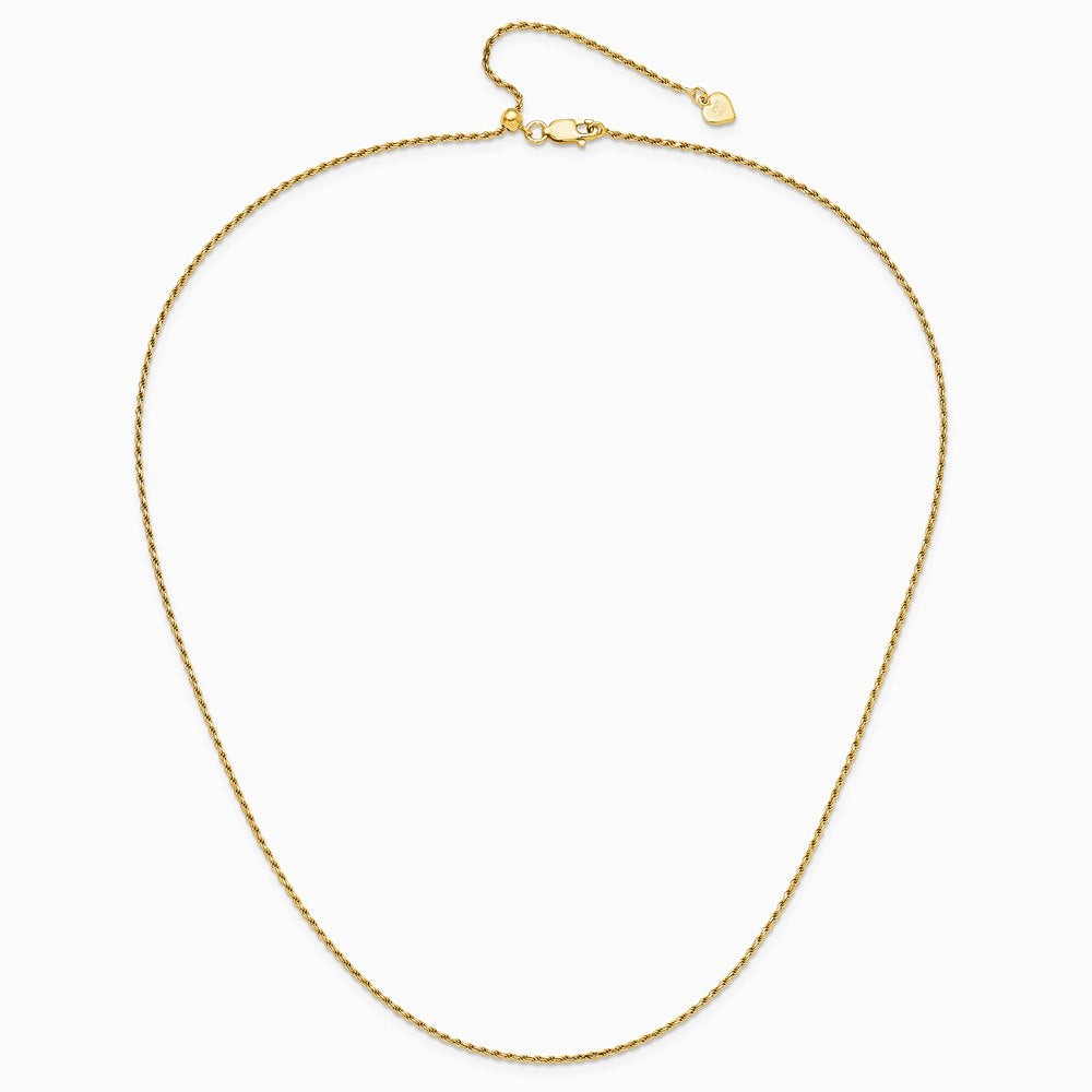 Sterling Silver Gold-plated Adjustable 1.4mm D/C Rope Chain Necklace 22"-30" - Product Photo