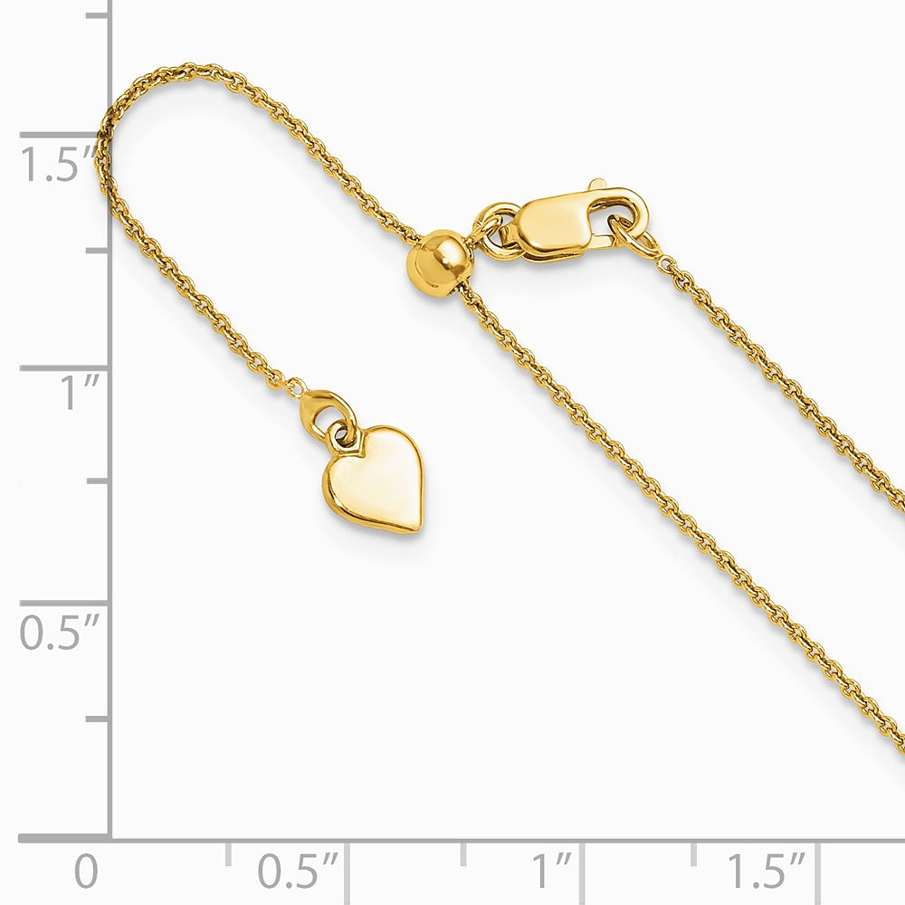 Sterling Silver Gold-plated Adjustable .95mm Rolo Chain Necklace 22"-30" - Product Photo