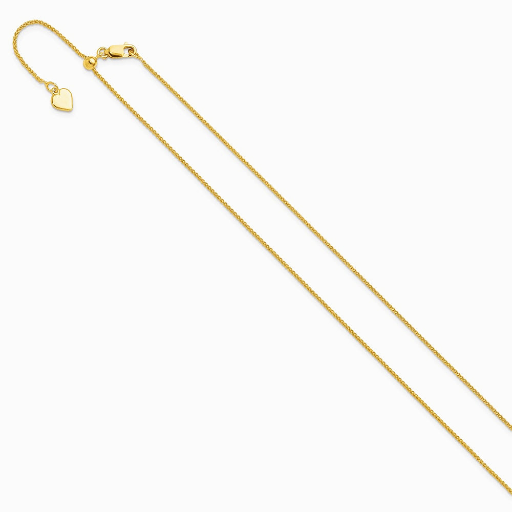 Sterling Silver Gold-plated Adjustable 1mm Spiga Chain Necklace 22"-30" - Product Photo
