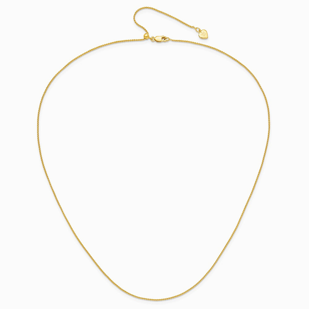 Sterling Silver Gold-plated Adjustable 1mm Spiga Chain Necklace 22"-30" - Product Photo