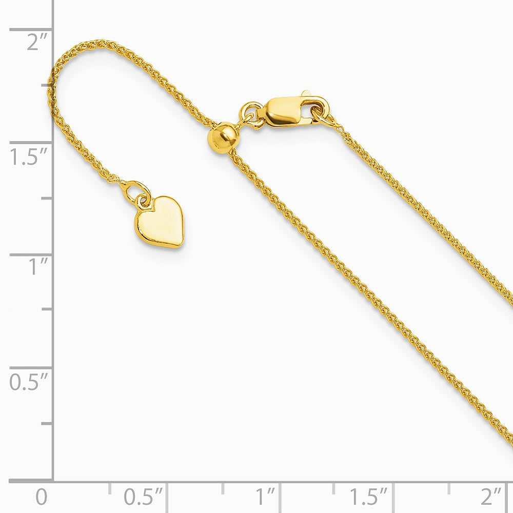 Sterling Silver Gold-plated Adjustable 1mm Spiga Chain Necklace 22"-30" - Product Photo