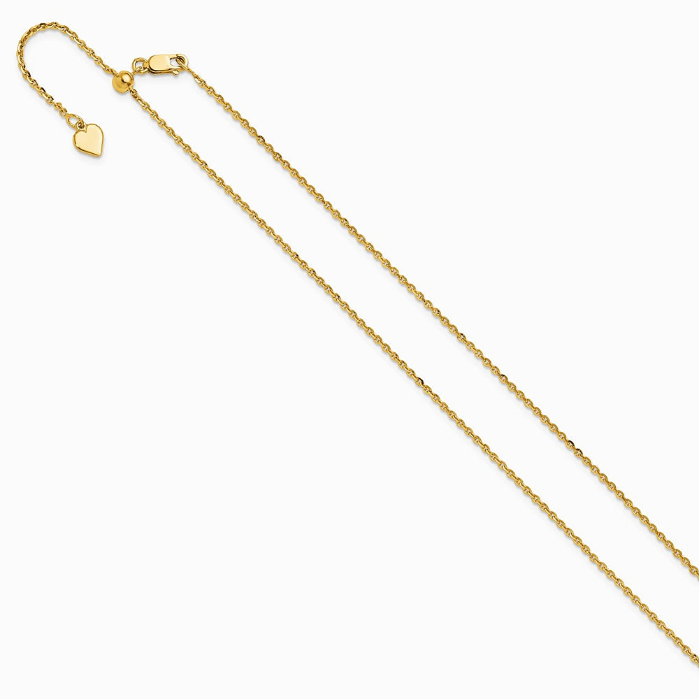 Sterling Silver Gold-plated Adjustable 1.75mm Cable Chain Necklace 22"-30" - Product Photo