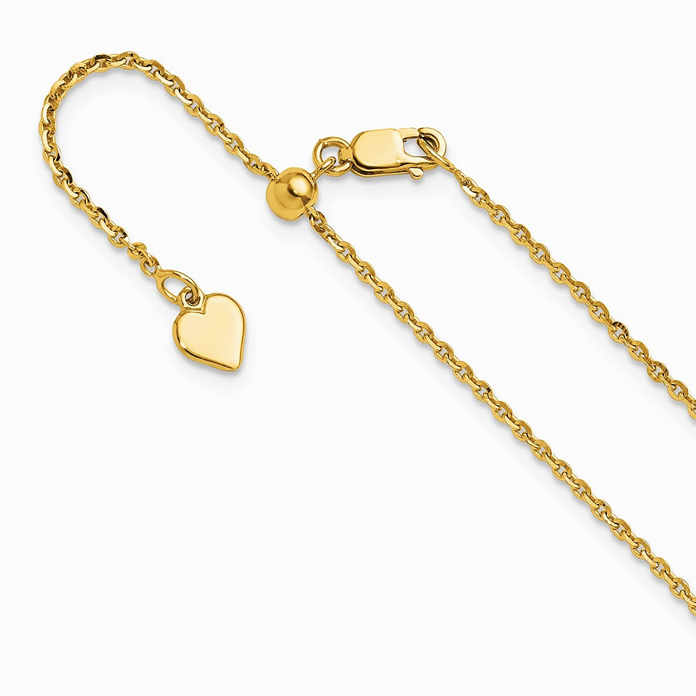 Sterling Silver Gold-plated Adjustable 1.75mm Cable Chain Necklace 22"-30"