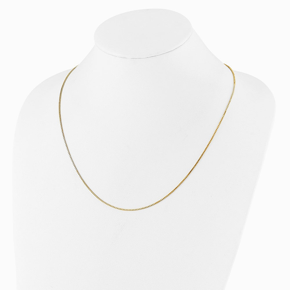 Sterling Silver Gold-plated Adjustable 1.15mm Box Chain Necklace 22"-30" - Product Photo