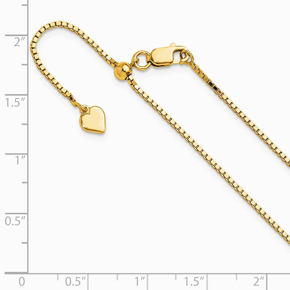 Sterling Silver Gold-plated Adjustable 1.15mm Box Chain Necklace 22"-30" - Product Photo
