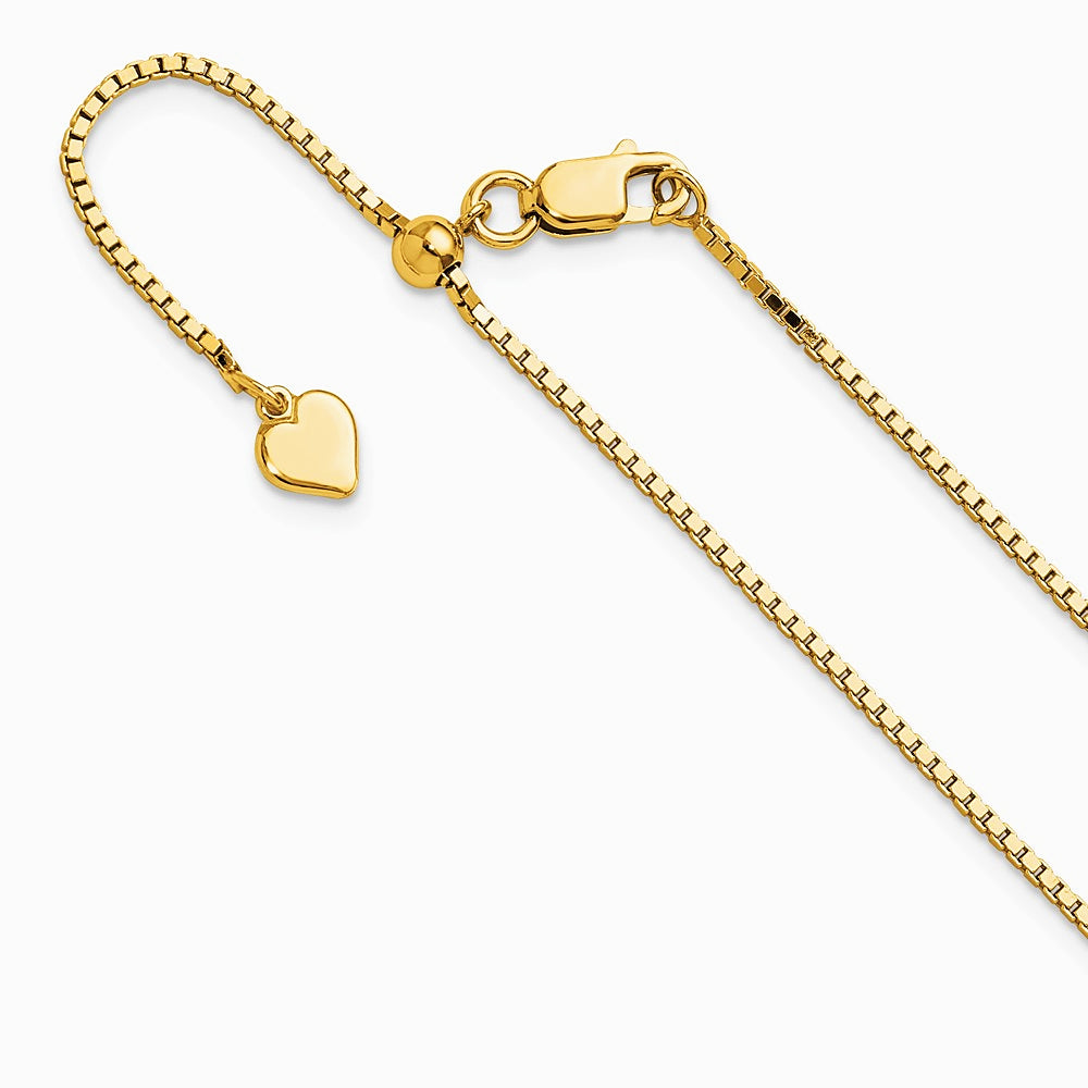 Sterling Silver Gold-plated Adjustable 1.15mm Box Chain Necklace 22"-30" - Product Photo