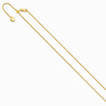 Sterling Silver Gold-plated Adjustable 1.2mm D/C Rope Chain Necklace 22"-30" - Product Photo