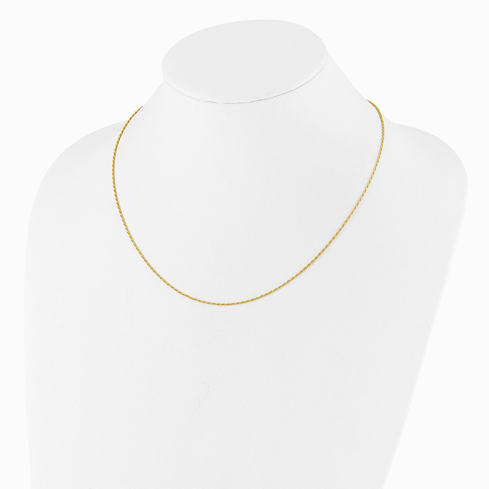 Sterling Silver Gold-plated Adjustable 1.2mm D/C Rope Chain Necklace 22"-30" - Product Photo