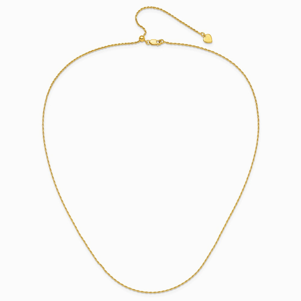 Sterling Silver Gold-plated Adjustable 1.2mm D/C Rope Chain Necklace 22"-30" - Product Photo