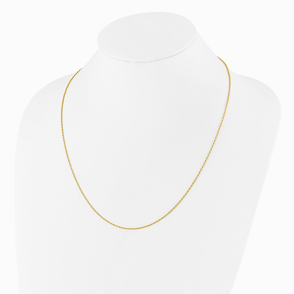 Sterling Silver Gold-plated Adjustable 1.2mm D/C Rope Chain Necklace 22"-30" - Product Photo