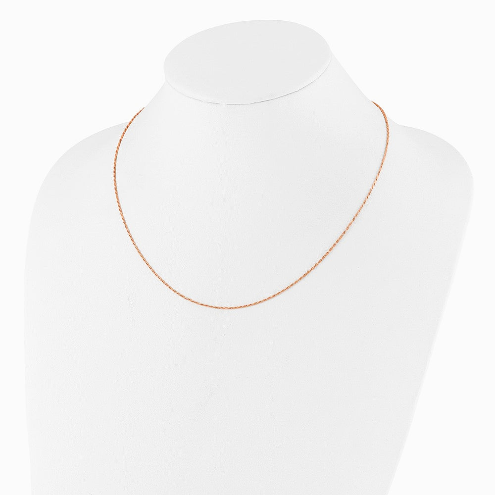 Sterling Silver Rose Gold-Pl. Adjustable 1.2mm D/C Rope Chain Necklace 22"-30" - Product Photo