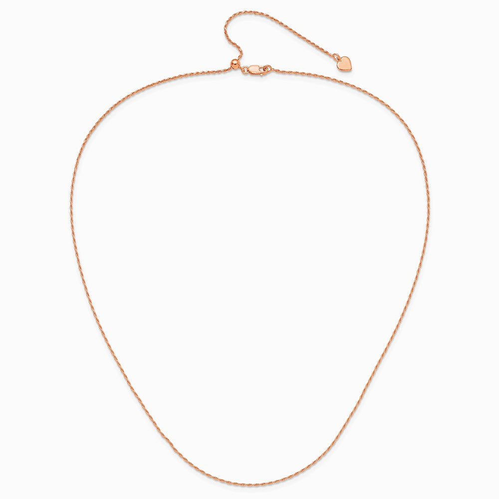 Sterling Silver Rose Gold-Pl. Adjustable 1.2mm D/C Rope Chain Necklace 22"-30" - Product Photo