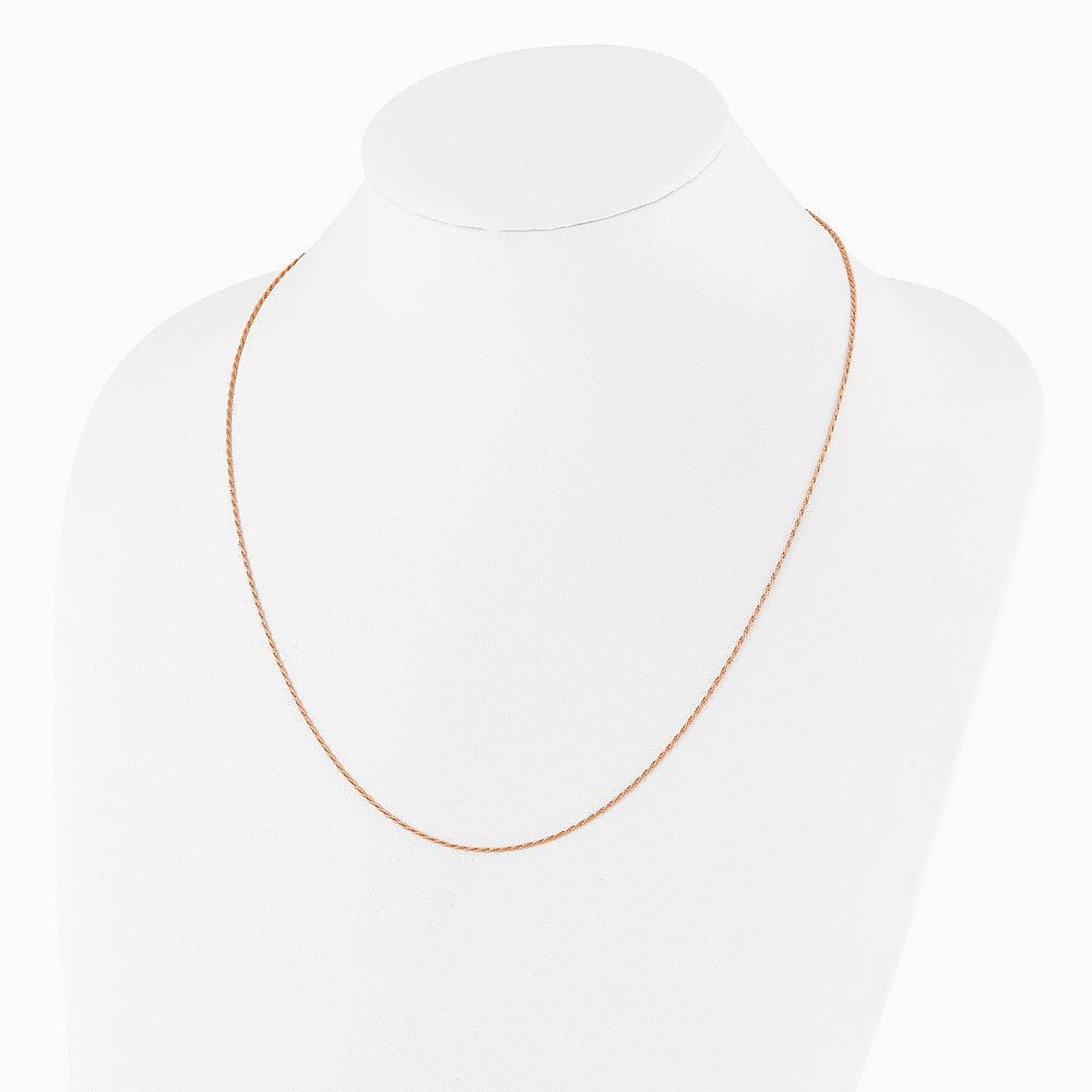Sterling Silver Rose Gold-Pl. Adjustable 1.2mm D/C Rope Chain Necklace 22"-30" - Product Photo