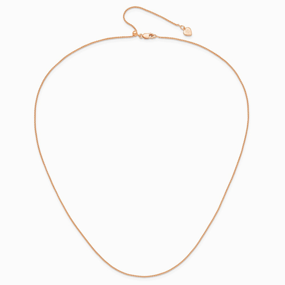 Sterling Silver Rose Gold-plated Adjustable 1mm Spiga Chain Necklace 22"-30" - Product Photo
