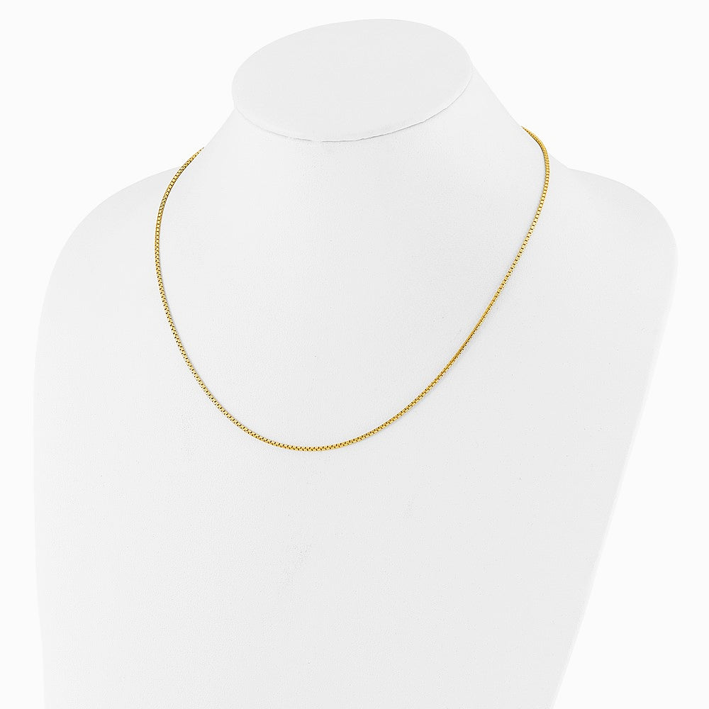 Sterling Silver Gold-plated Adjustable 1.5mm Round Box Chain Necklace 22"-30" - Product Photo