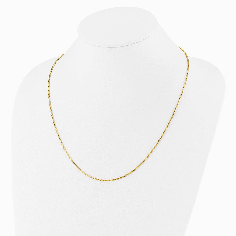Sterling Silver Gold-plated Adjustable 1.5mm Round Box Chain Necklace 22"-30" - Product Photo