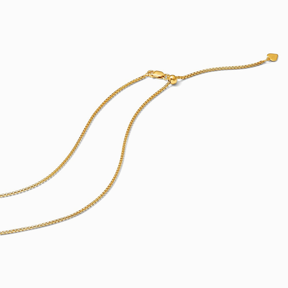 Sterling Silver Gold-plated Adjustable 1.5mm Round Box Chain Necklace 22"-30" - Product Photo