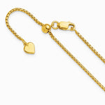 Sterling Silver Gold-plated Adjustable 1.5mm Round Box Chain Necklace 22"-30" - Product Photo