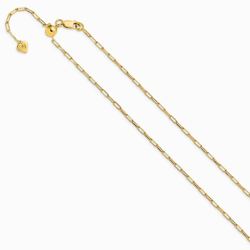 Sterling Silver Gold-plated Adjustable 2mm Paperclip Flat Oval Link Chain - Product Photo