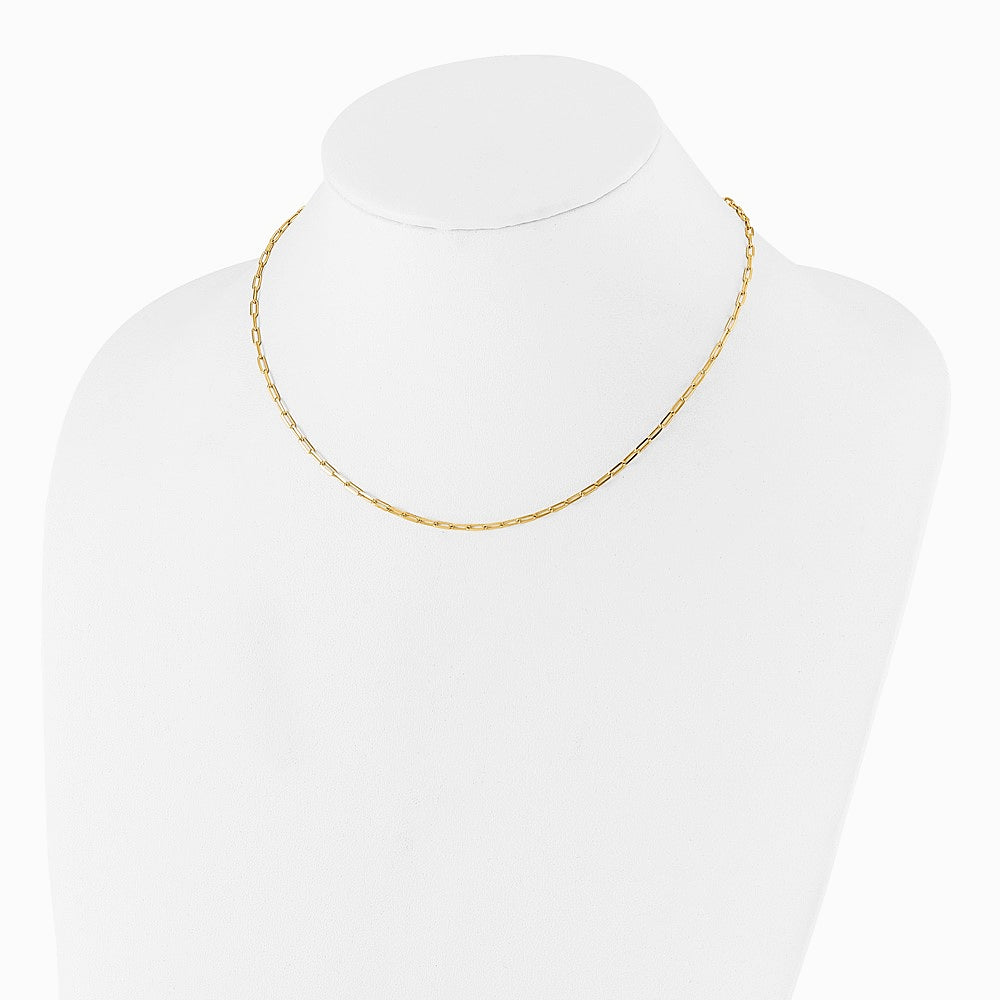 Sterling Silver Gold-plated Adjustable 2mm Paperclip Flat Oval Link Chain - Product Photo