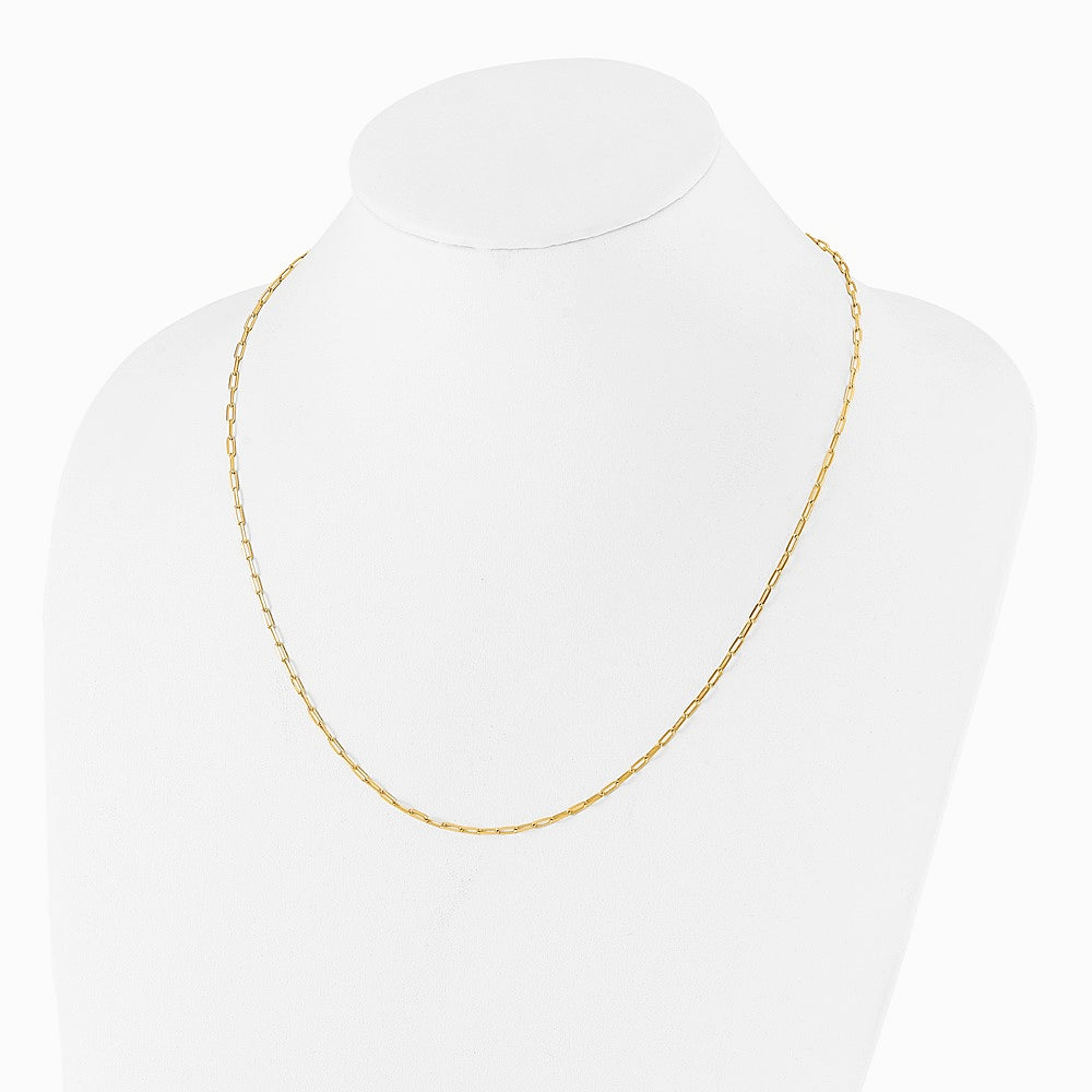 Sterling Silver Gold-plated Adjustable 2mm Paperclip Flat Oval Link Chain - Product Photo
