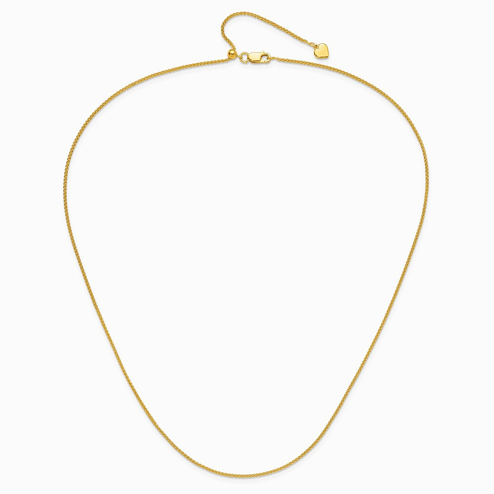 Sterling Silver Adjustable Gold-plated 1.3mm Spiga Chain Necklace 22"-30" - Product Photo