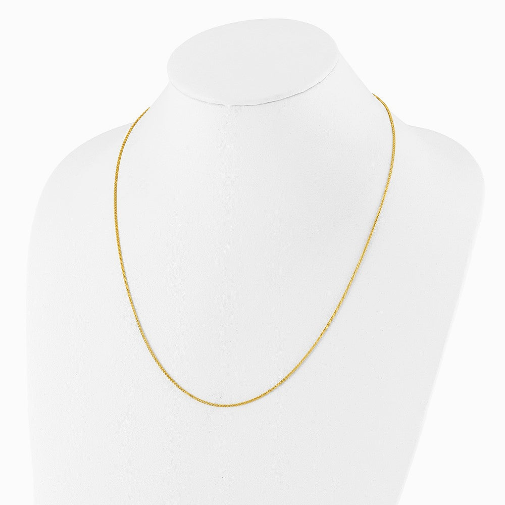 Sterling Silver Adjustable Gold-plated 1.3mm Spiga Chain Necklace 22"-30" - Product Photo