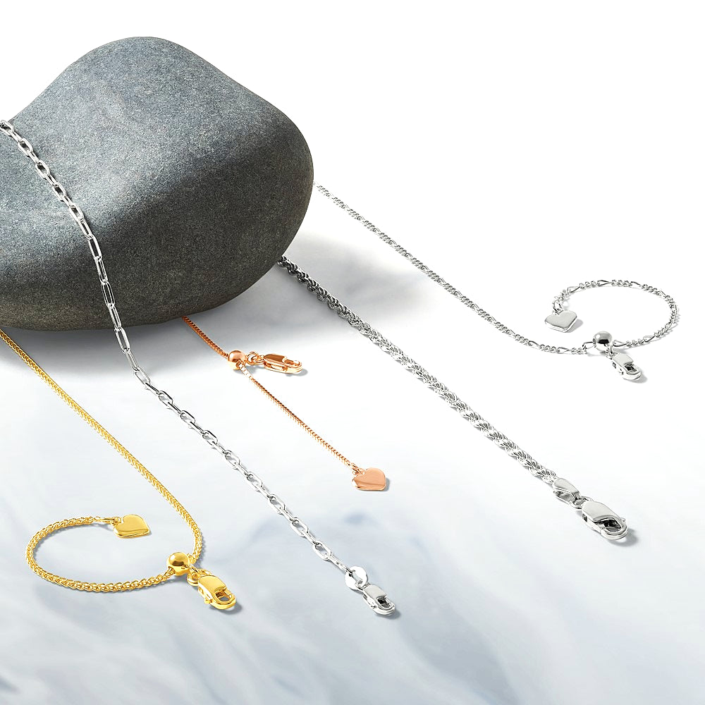 Sterling Silver Adjustable Gold-plated 1.3mm Spiga Chain Necklace 22"-30" - Product Photo