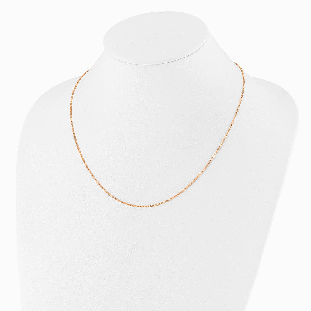 Sterling Silver Adjustable Rose Gold-plated 1.3mm Spiga Chain Necklace 22"-30" - Product Photo