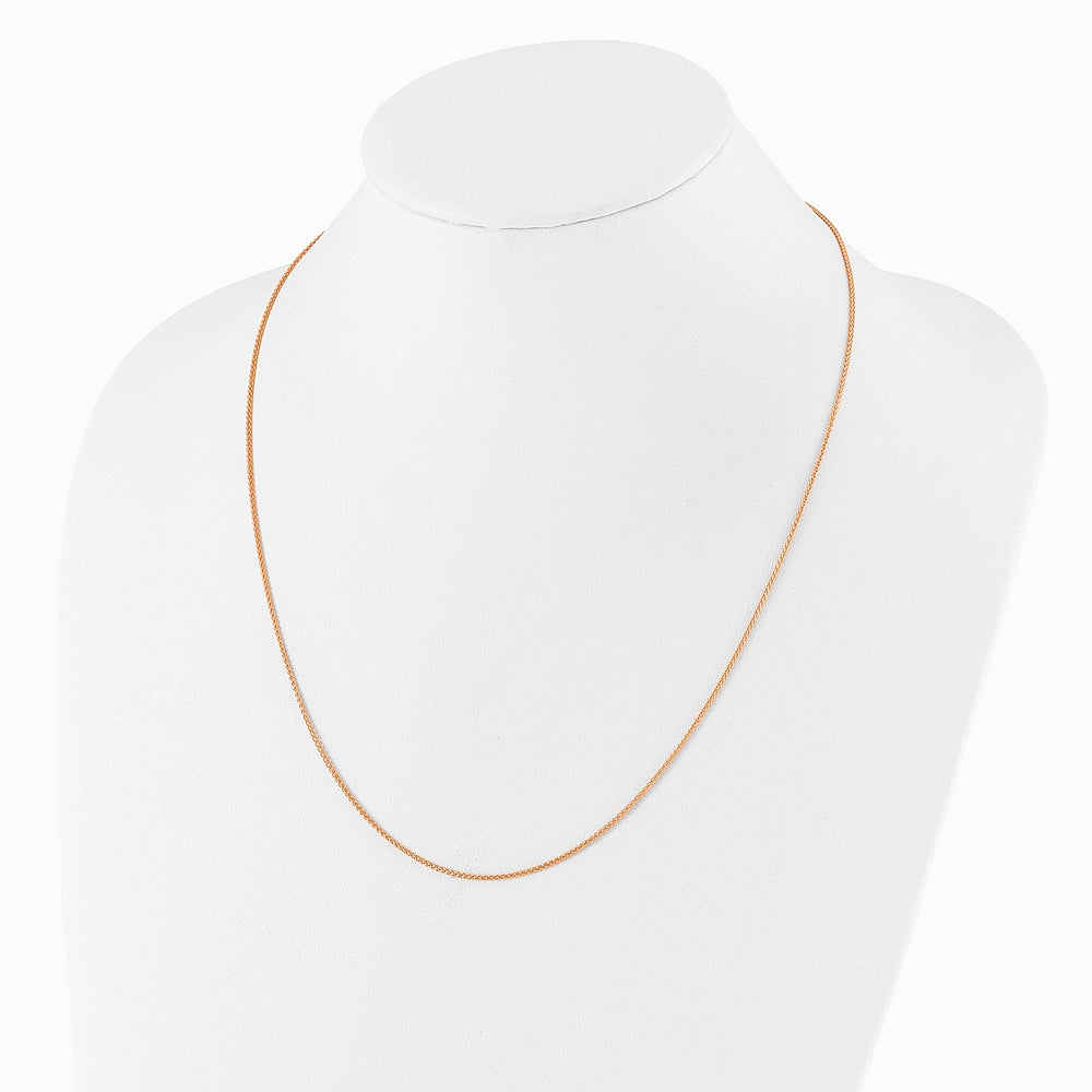 Sterling Silver Adjustable Rose Gold-plated 1.3mm Spiga Chain Necklace 22"-30" - Product Photo