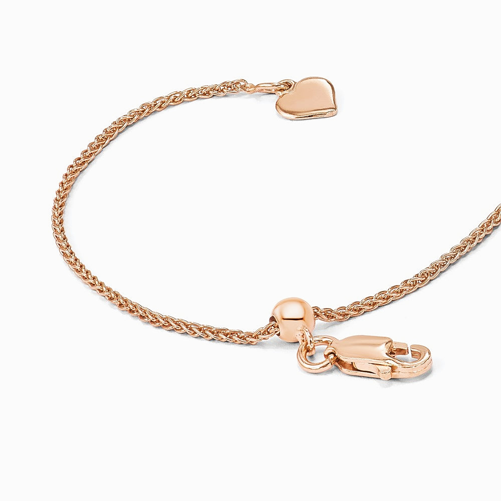 Sterling Silver Adjustable Rose Gold-plated 1.3mm Spiga Chain Necklace 22"-30" - Product Photo