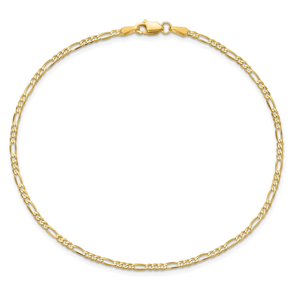 14k 1.8mm Flat Figaro Chain Anklet - Product Photo