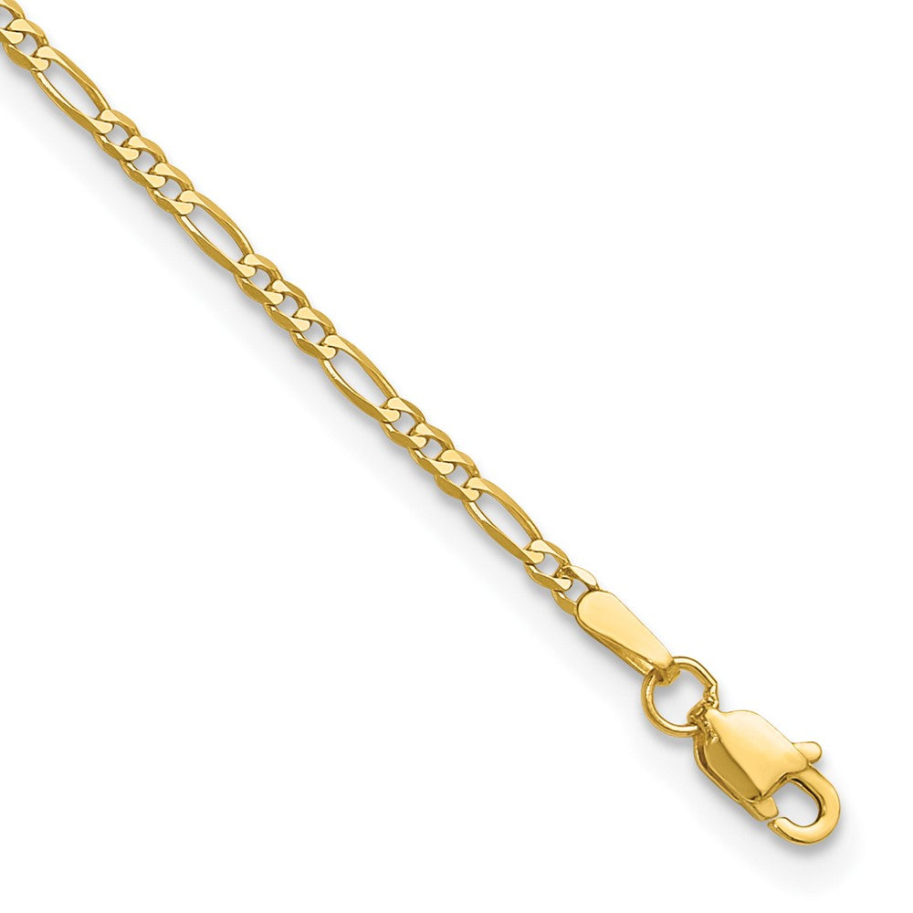 14K Yellow Gold 1.8mm Flat Figaro Chain Bracelet 5.5"-10"