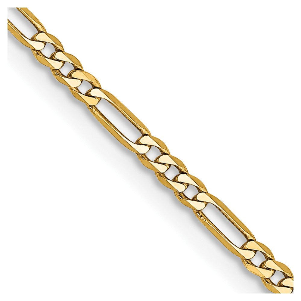 14K Yellow Gold 1.8mm Flat Figaro Chain Necklace 14"-26"