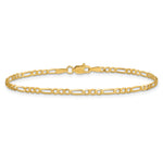 14k 2.25mm Flat Figaro Chain Anklet - Product Photo
