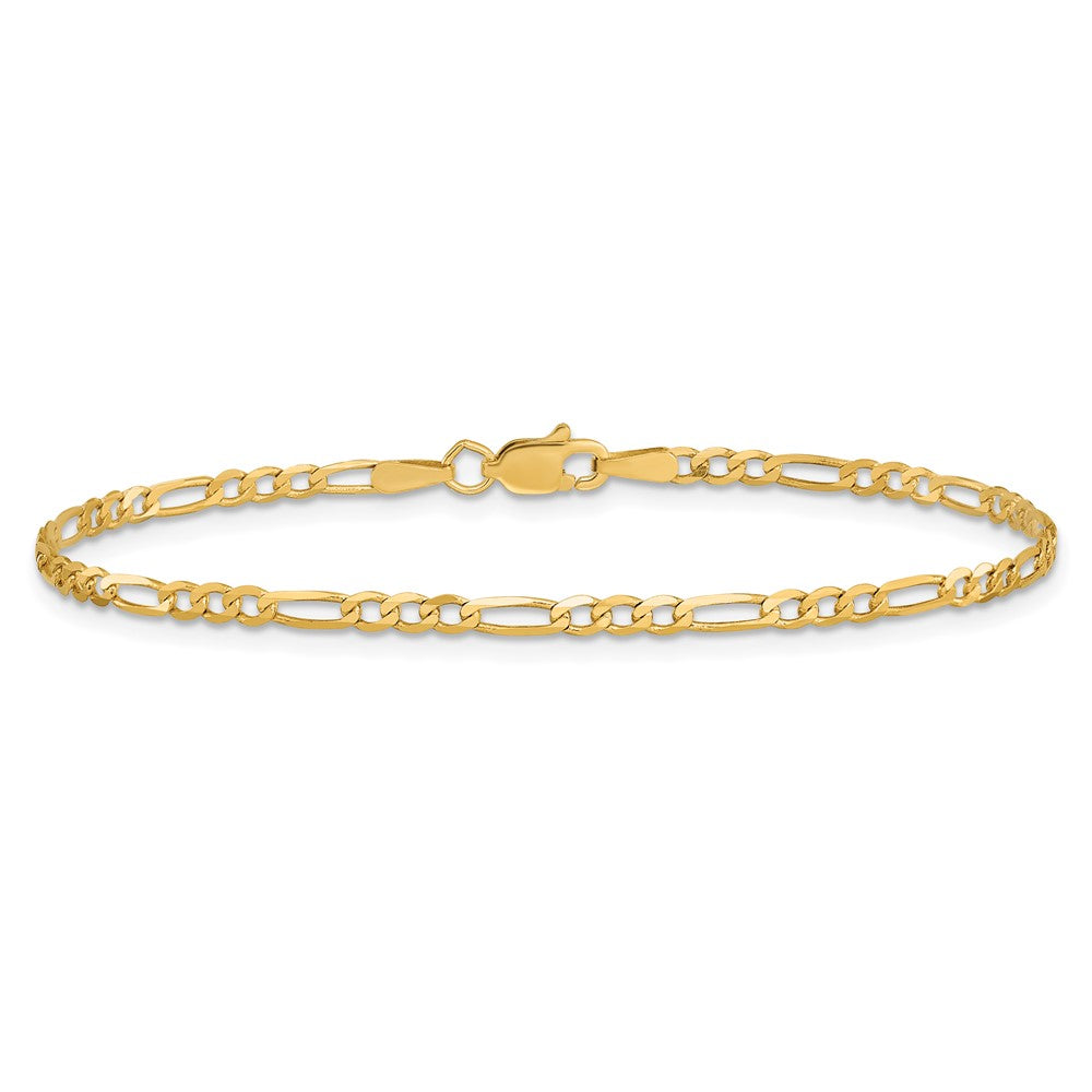 14k 2.25mm Flat Figaro Chain Anklet - Product Photo