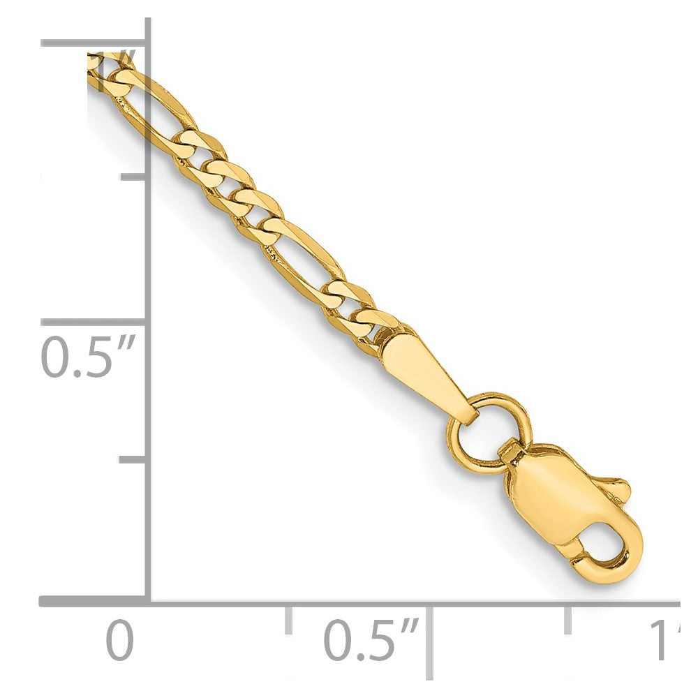 14k 2.25mm Flat Figaro Chain Anklet - Product Photo