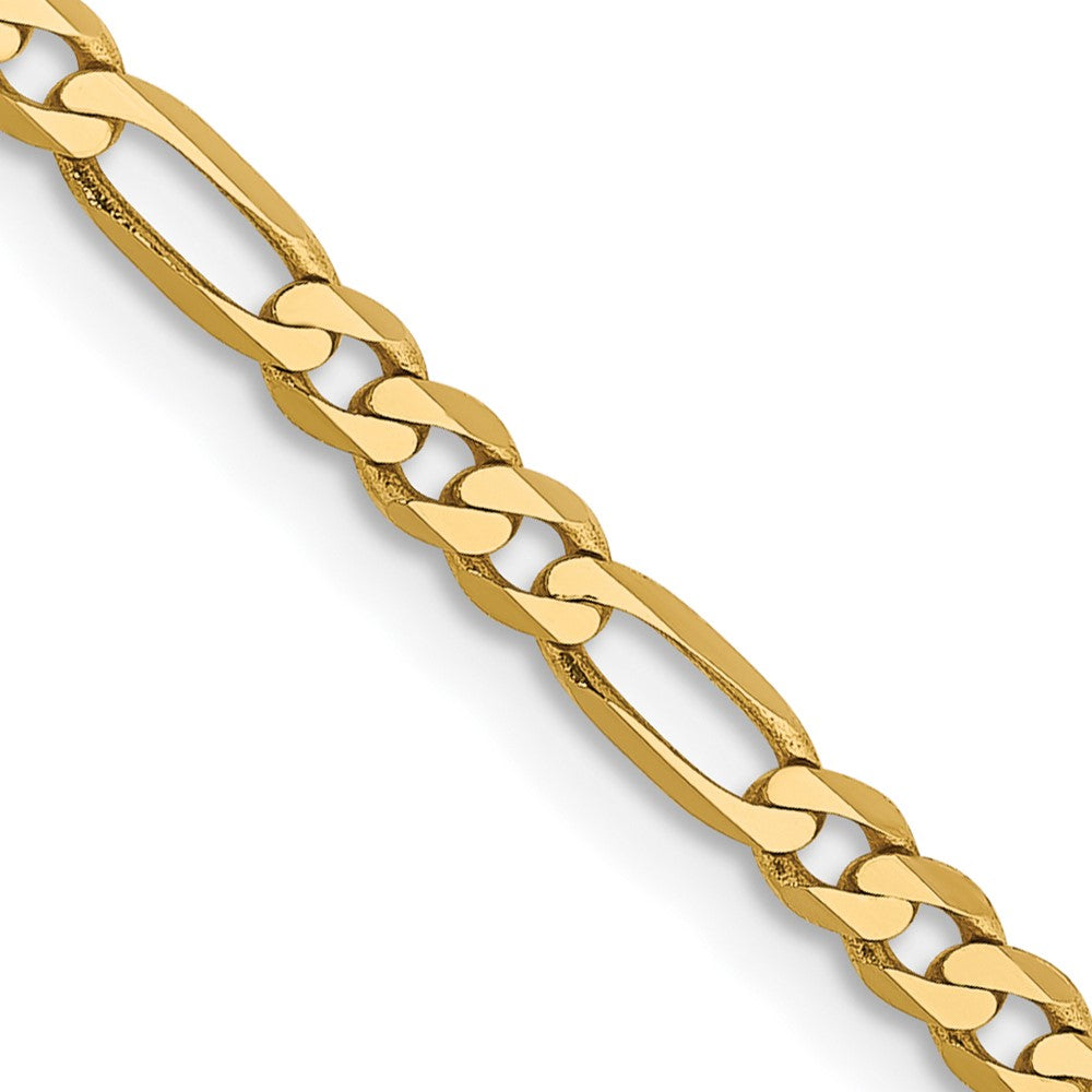 14K Yellow Gold 2.75mm Flat Figaro Chain Necklace 16"-30"