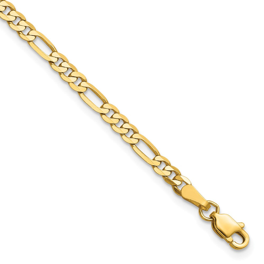 14K Yellow Gold 3mm Flat Figaro Chain Bracelet 6"-9"