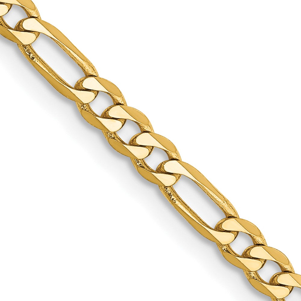 14K Yellow Gold 3mm Flat Figaro Chain Necklace 16"-30"