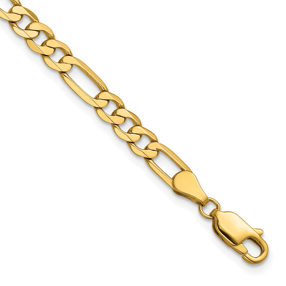14K Yellow Gold 4.75mm Flat Figaro Chain Bracelet 7"-9"