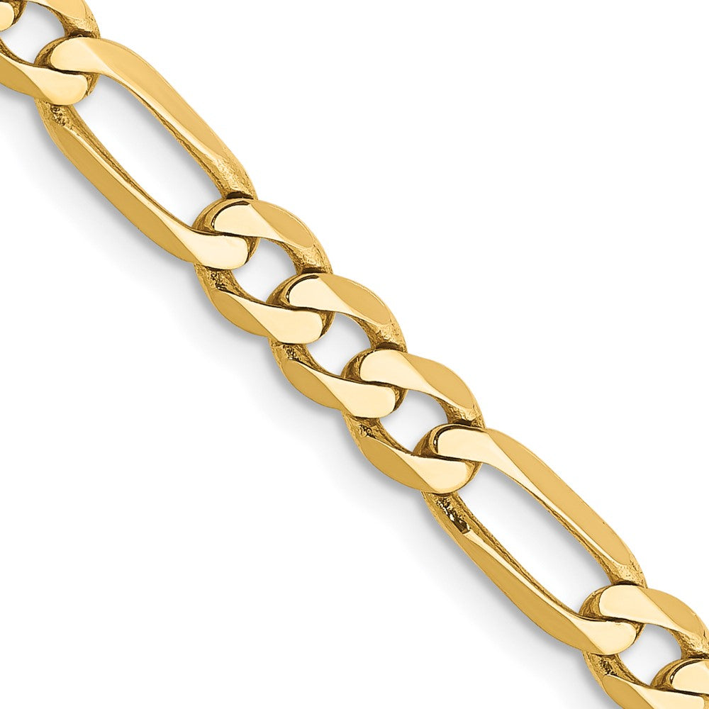14K Yellow Gold 4.75mm Flat Figaro Chain Necklace 16"-30"