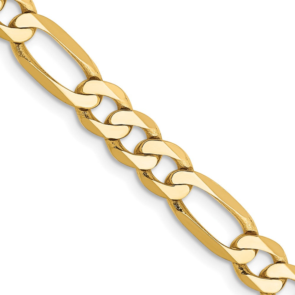14K Yellow Gold 5.25mm Flat Figaro Chain Necklace 18"-30"