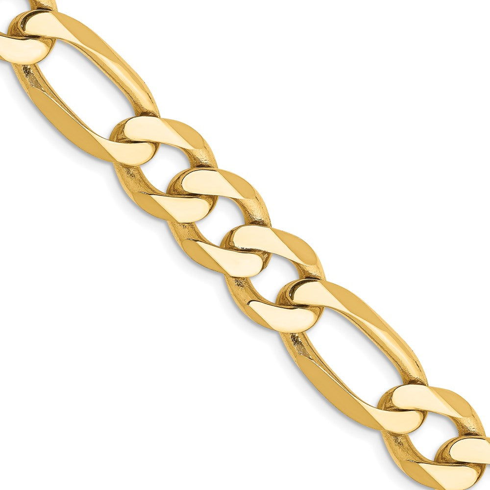 14K Yellow Gold 10mm Flat Figaro Chain Necklace 20"-26"