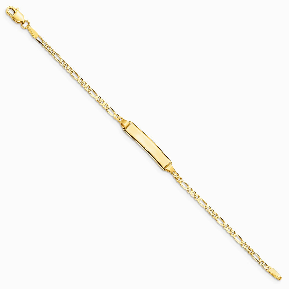 14K Yellow Gold Baby Figaro ID Bracelet - Product Photo